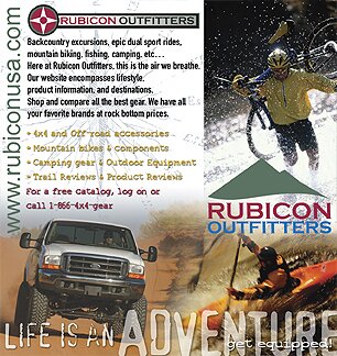 Print advertising Rubicon Outfitters full page color ad Adams Graphic Design & Advertising can handle all your print ad design needs. 
